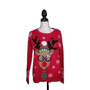 United‎ States Sweaters Holiday Reindeer Ugly Christmas Sweater Womens Medium